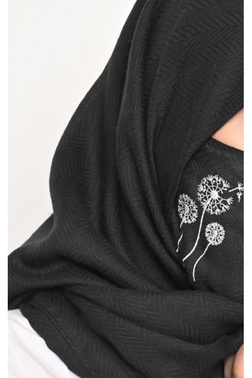 Hijab Segi 4 Voal Zaffron Dandelion Black (Hijab Only)